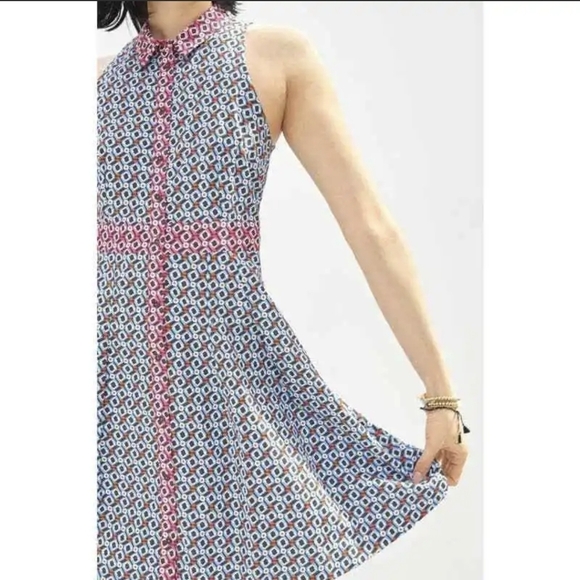 Anthropologie Maeve sz.6 Buckley Mini Dress  Button Front Pockets Geometric Boho - Picture 5 of 15